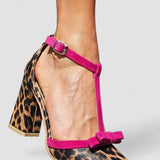 Leontina - Zelene sandale u leopard printu sa šarenim akcentom
